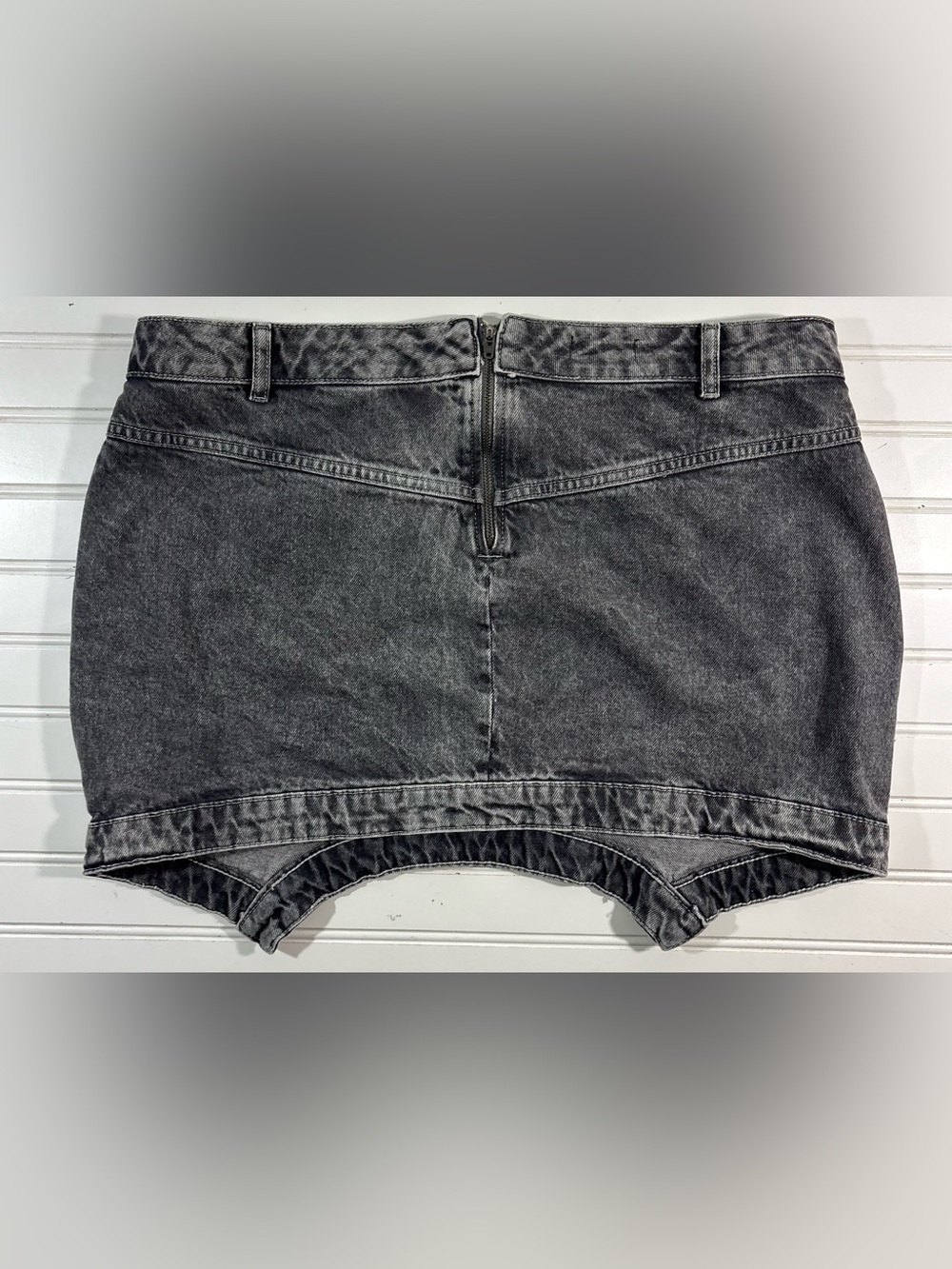 Pretty Little Things Plus Curved Hem Denim Mini Skirt Cotton Womens Size 12 - Picture 13 of 16